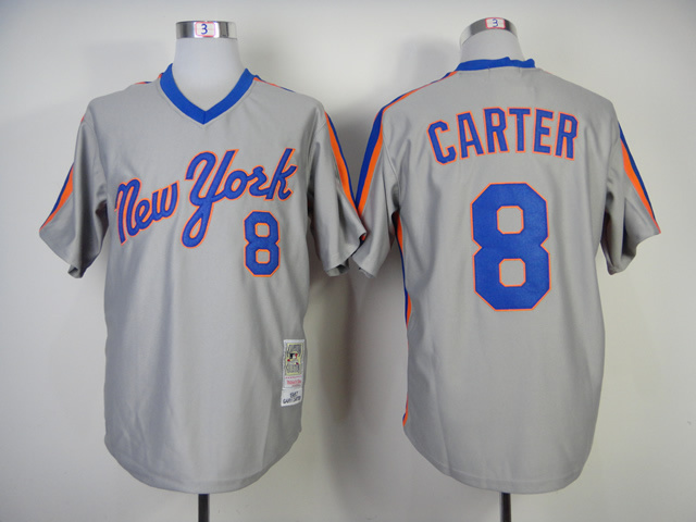 Men New York Mets #8 Carter Grey Throwback MLB Jerseys->new york mets->MLB Jersey